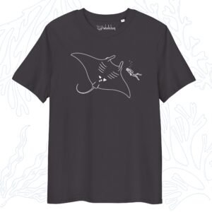 minimalist organic manta ray t-shirt anthracite black whalehug