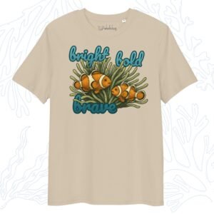 bright bold brave organic clownfish t-shirt desert dust beige whalehug