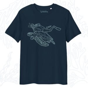 minimalist organic sea turtle t-shirt desert french navy whalehug