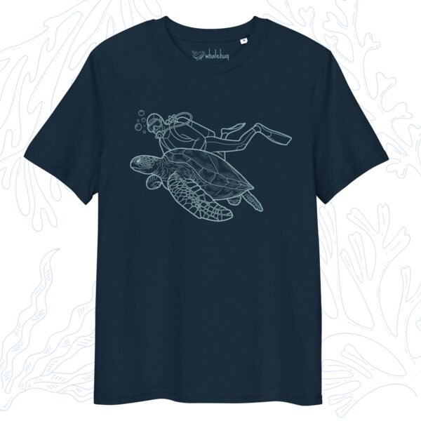 minimalist organic sea turtle t-shirt desert french navy whalehug