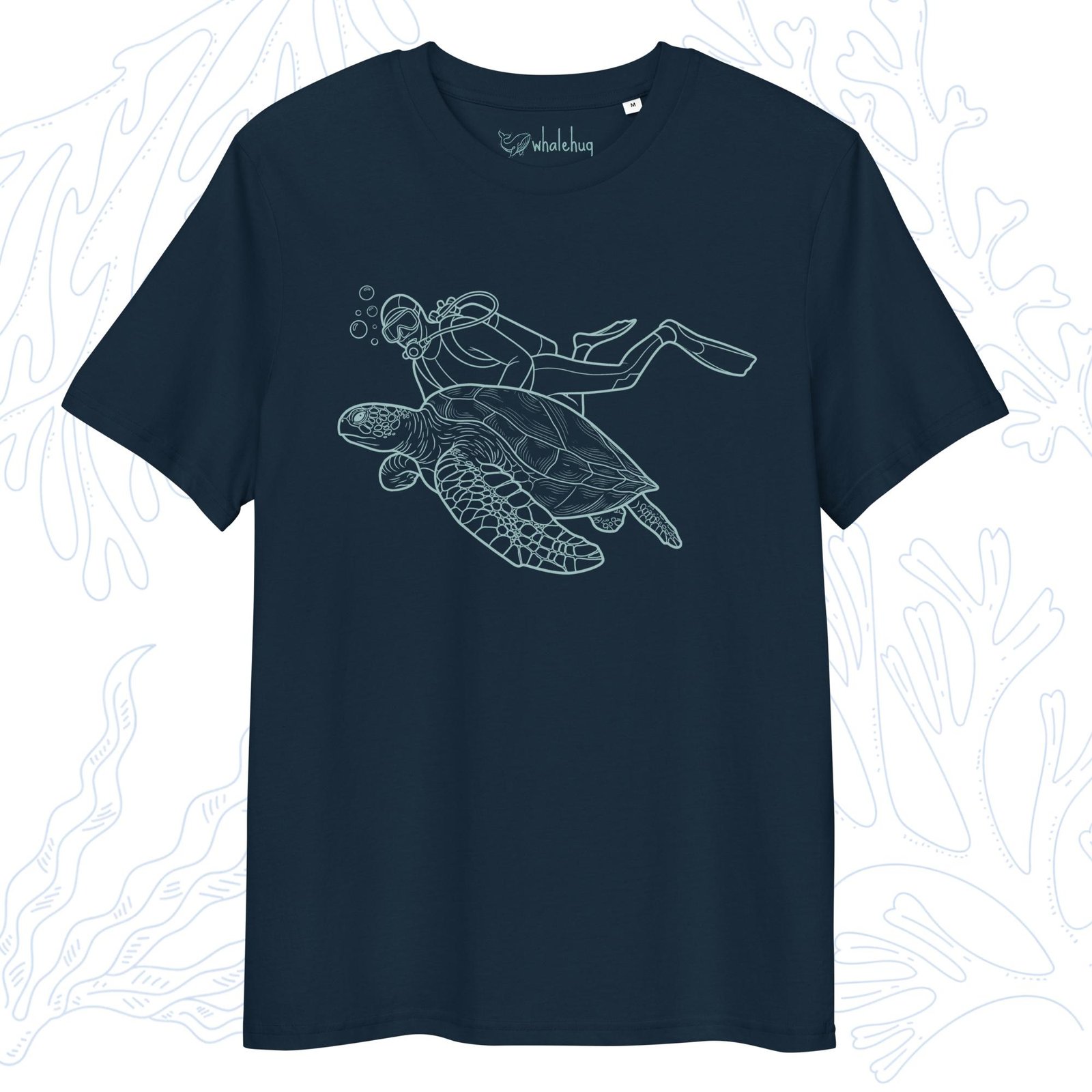 minimalist organic sea turtle t-shirt desert french navy whalehug