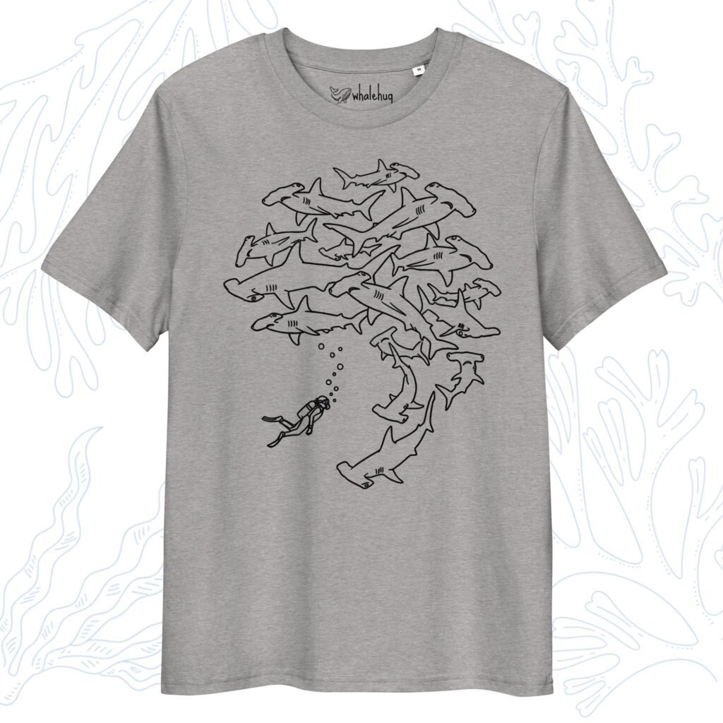 minimalist organic hammerhead t-shirt heather grey whalehug