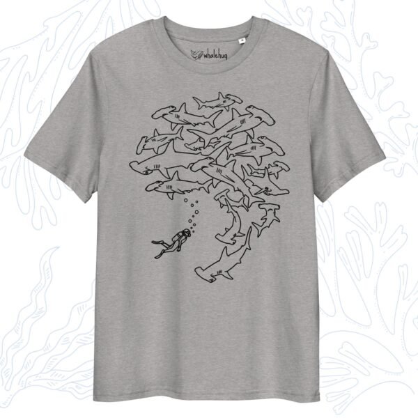 minimalist organic hammerhead t-shirt heather grey whalehug