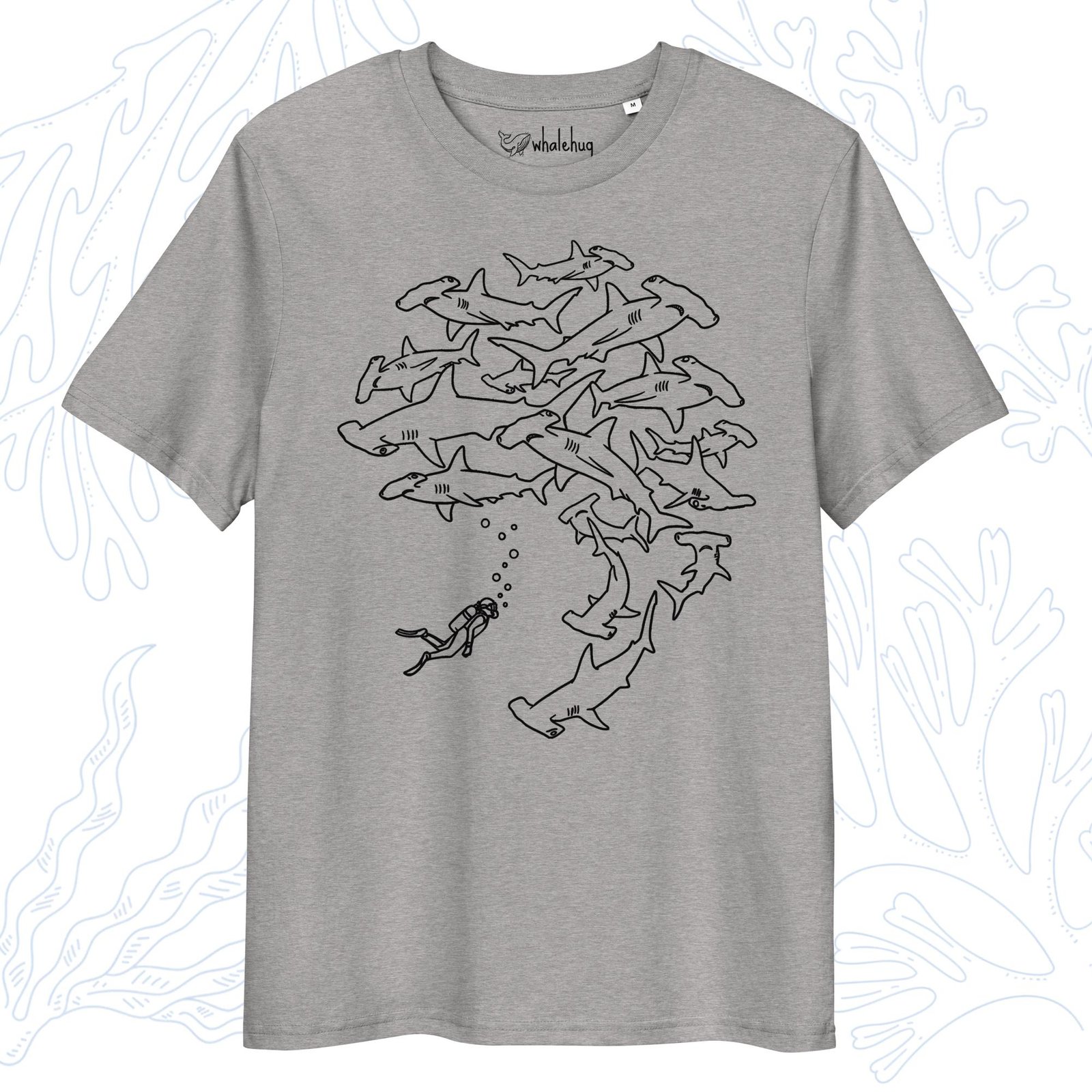 minimalist organic hammerhead t-shirt heather grey whalehug