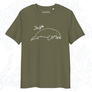minimalist organic dugong t-shirt khaki whalehug