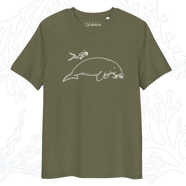 minimalist organic dugong t-shirt khaki whalehug