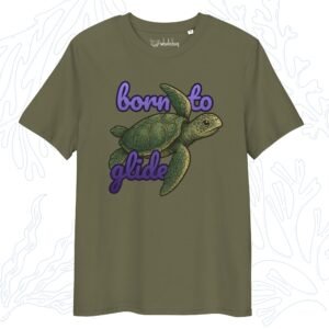 born to glide vintage sea turtle t-shirt khaki green whalehug