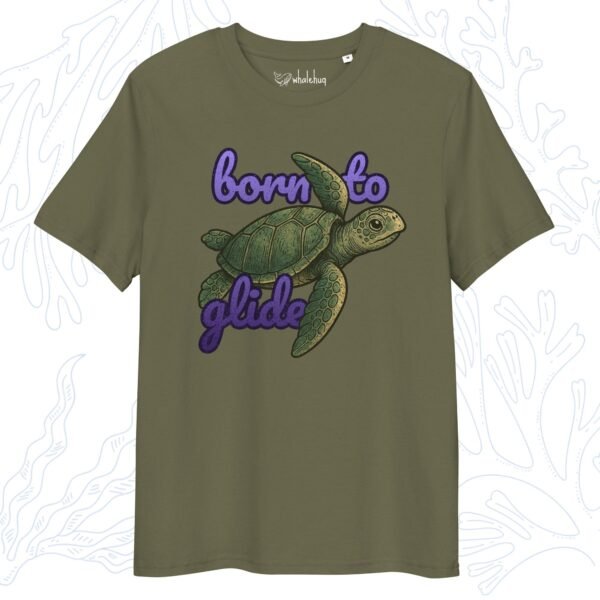born to glide vintage sea turtle t-shirt khaki green whalehug