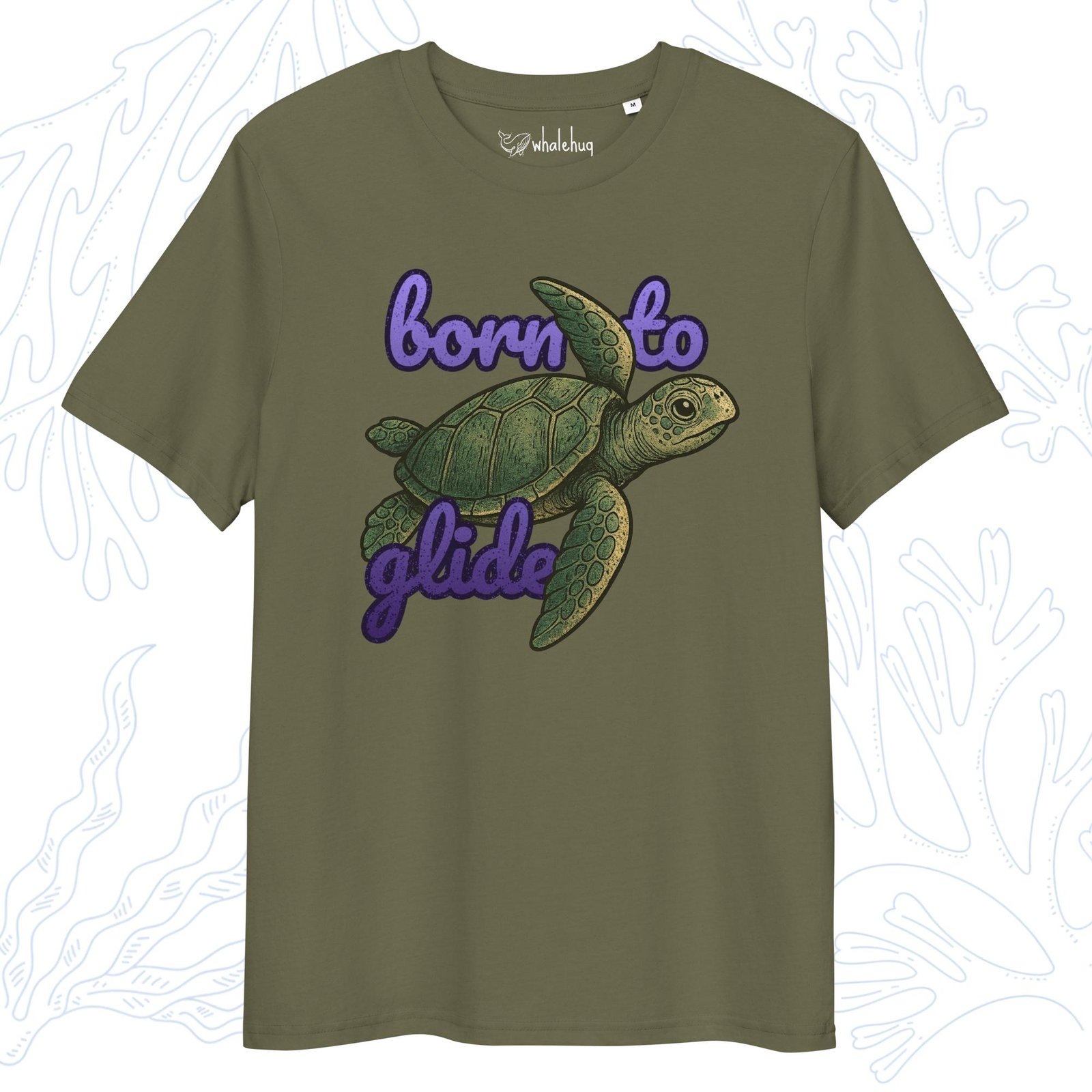 born to glide vintage sea turtle t-shirt khaki green whalehug