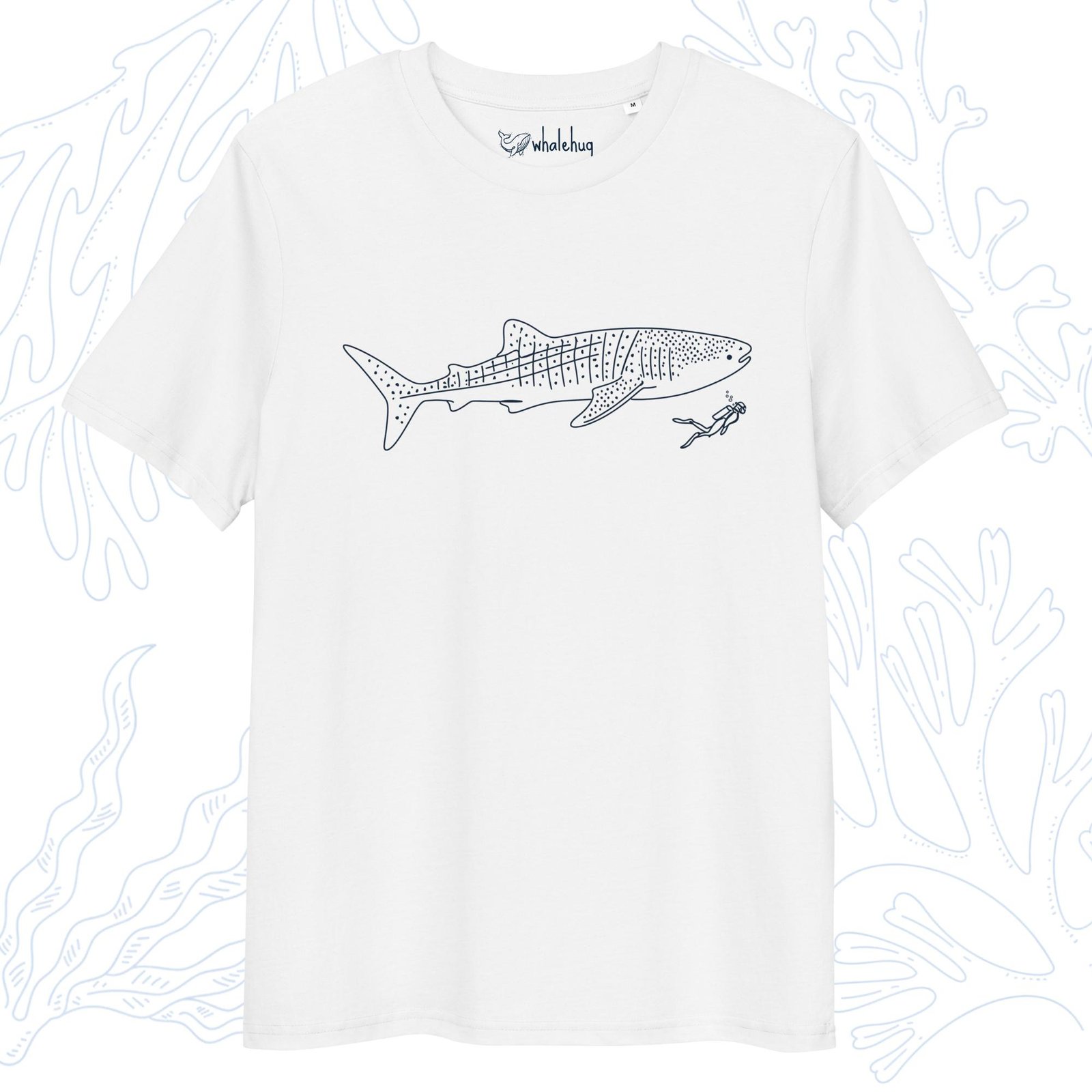 minimalist organic whale shark t-shirt white whalehug