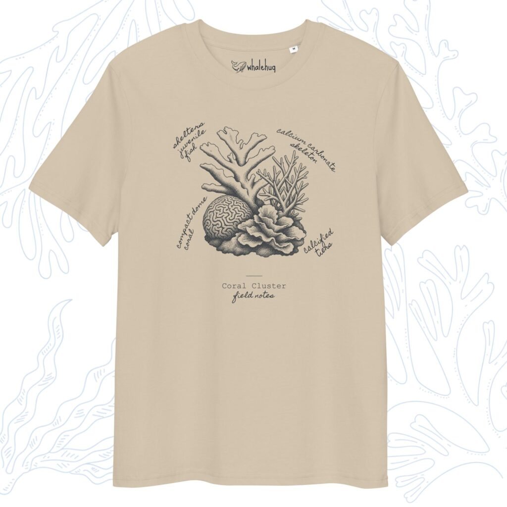 coral reef t-shirt coral cluster field notes sketch desert dust whalehug
