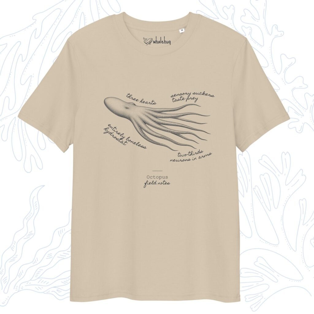 octopus field notes t-shirt desert dust organic cotton whalehug