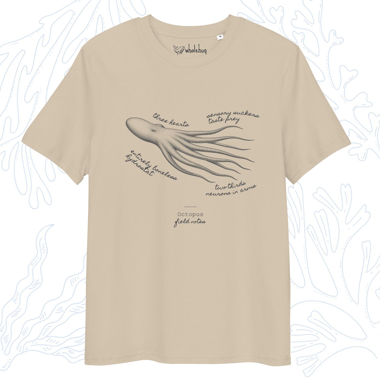 octopus field notes t-shirt desert dust organic cotton whalehug