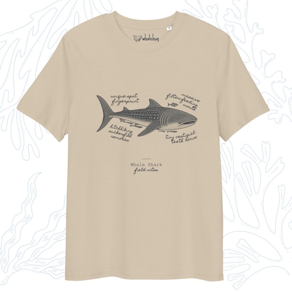 whale shark field notes t-shirt desert dust organic cotton whalehug