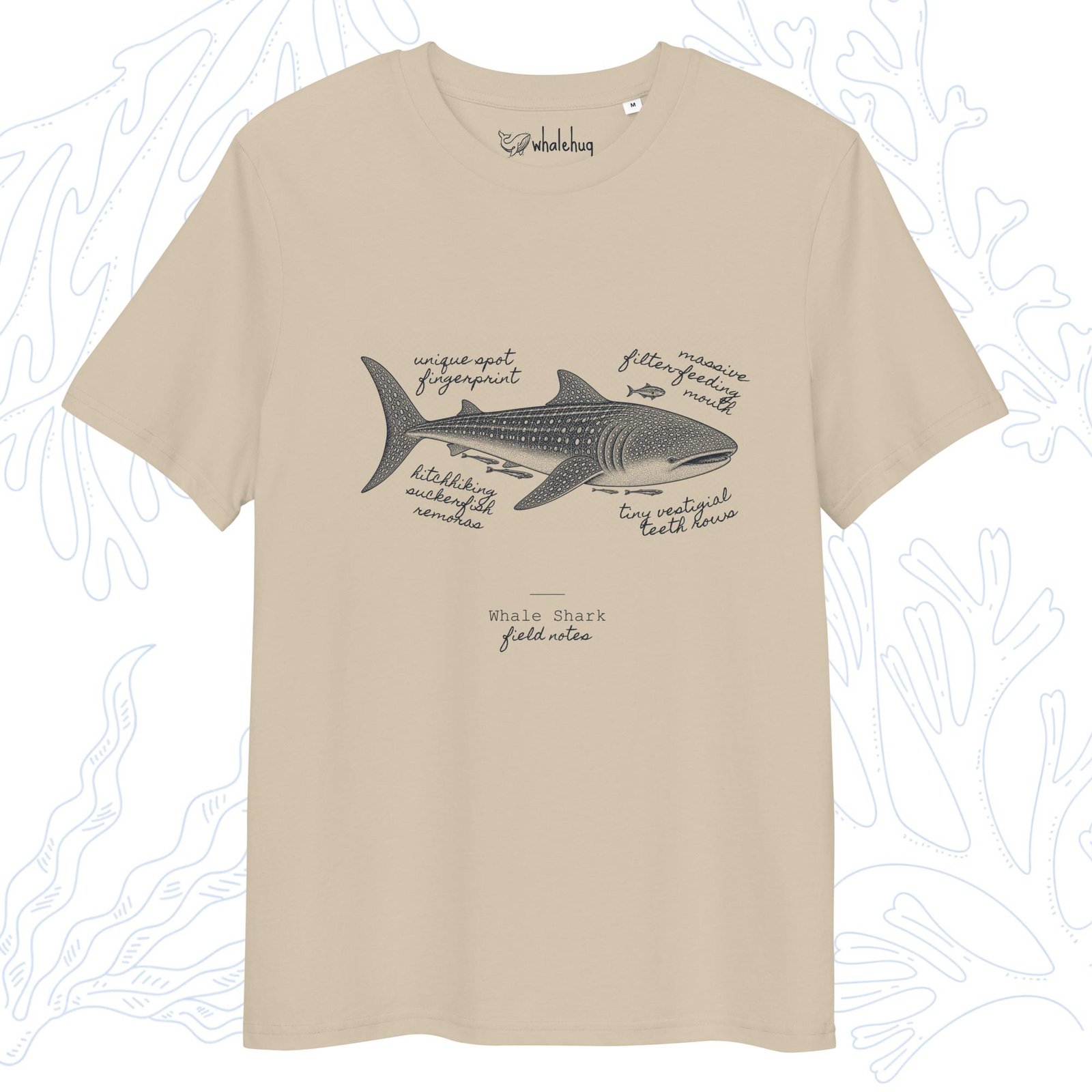 whale shark field notes t-shirt desert dust organic cotton whalehug