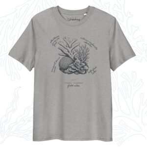 coral reef t-shirt coral cluster field notes sketch heather grey whalehug