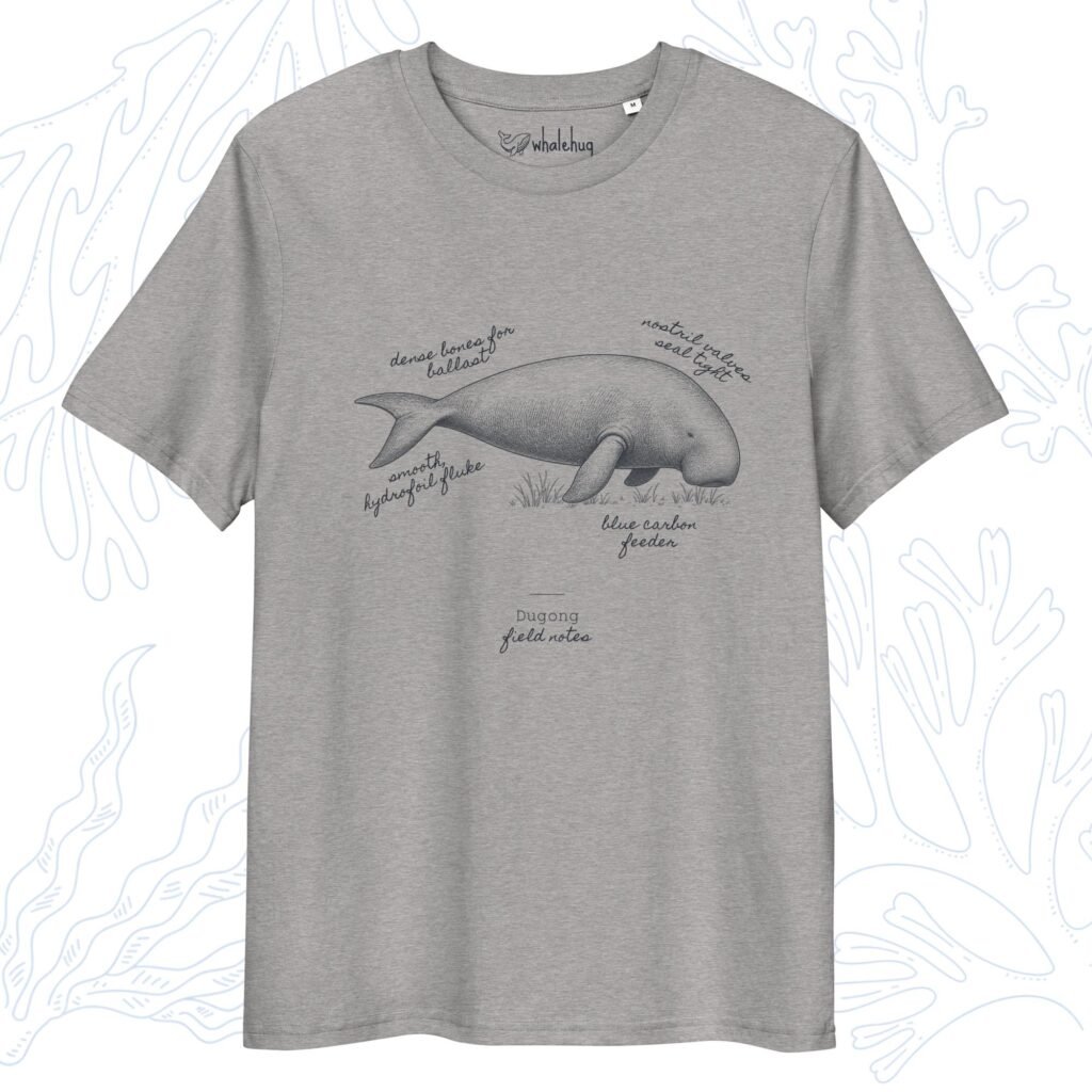 dugong field notes t-shirt heather grey organic cotton whalehug