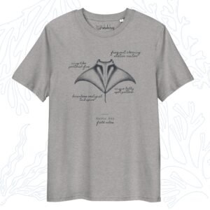 manta ray field notes t-shirt heather grey organic cotton whalehug