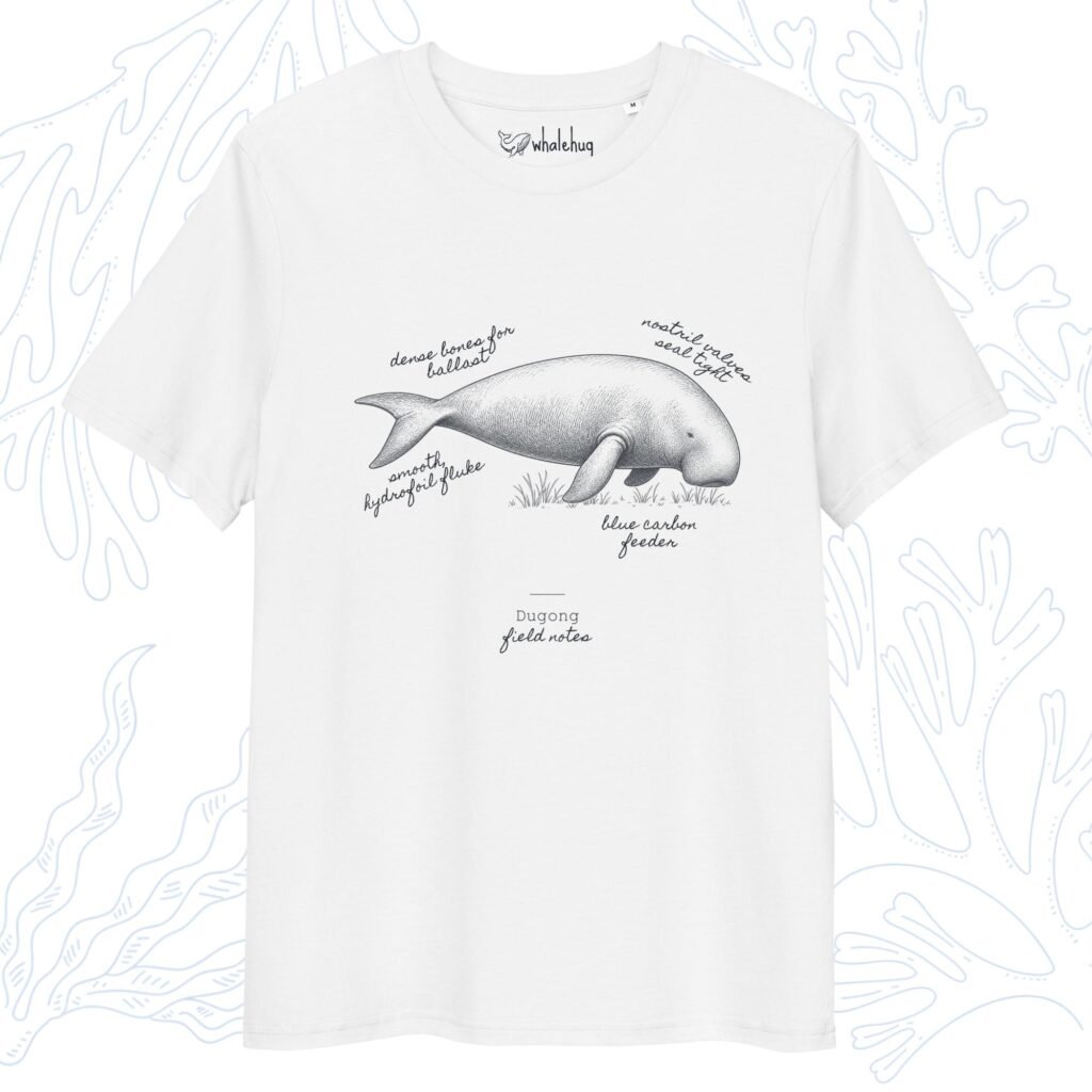 dugong field notes t-shirt white organic cotton whalehug