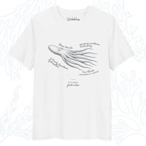 octopus field notes t-shirt white organic cotton whalehug