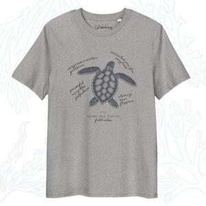 green sea turtle field notes t-shirt heather grey organic cotton whalehug