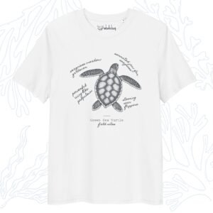 green sea turtle field notes t-shirt white organic cotton whalehug